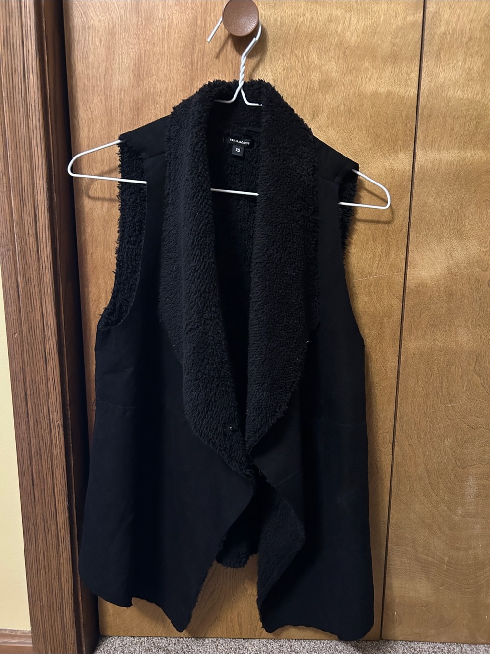 Stella & Dot Black Faux Shearling Vest